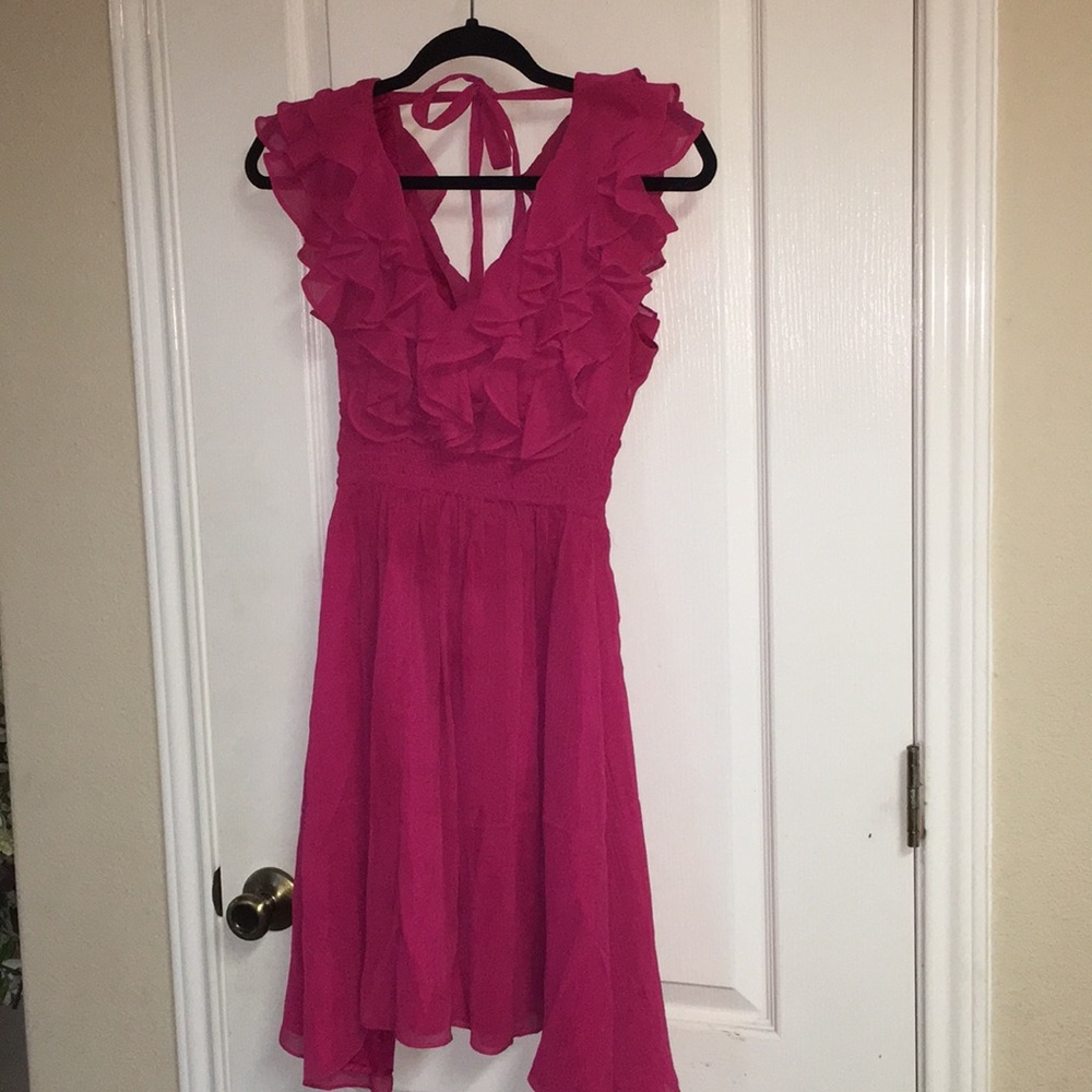 Arden B Fuchsia pink ruffled mini dress size xs